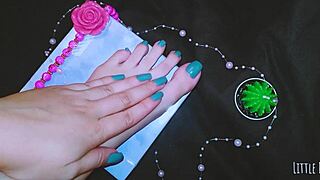 young amateur babe enjoys homemade foot massage leading to intense orgasm and fetish pleasure