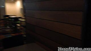 Busted public fucking in hotel cafeteria