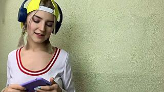 Horny Teases Her Classmate And Gets Covered In Cum