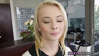 I cummed on the tiny blonde