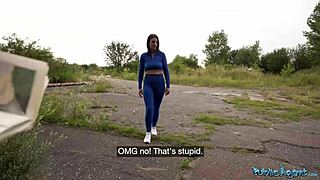 Big tits Alexa throats monster cock in POV blowjob for public agent.