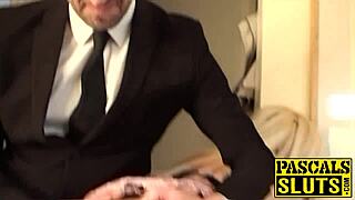 Slutty girl gets spit on her face while a maledom torments her