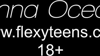 anna ocean, this hot gymnast brunette, stretches her small 18+ tits in the gym