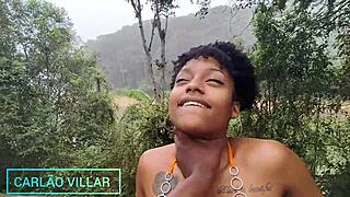 Beautiful Brazilian Brunette Submissively Deepthroats Massive Cock in Amateur Blowjob Session