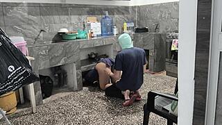 Brunette Milf Stuck in Kitchen, Helped and Filmed Her Ass 😏