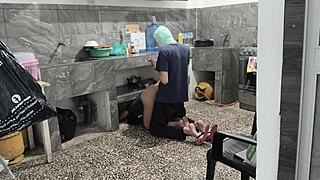 Brunette Milf Stuck in Kitchen, Helped and Filmed Her Ass 😏