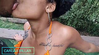 Beautiful Brazilian Brunette Submissively Deepthroats Massive Cock in Amateur Blowjob Session