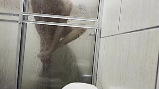 Intense Bathroom Spying on Petite Amateur Masturbating with Panties