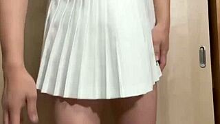 テニス部女子、恥ずかしい下着とアナルプラグ、乳首調教でやらされる バレー部女子は尻尾付きアナルプラグ