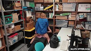 female lp officer pussy feeds the male suspect at work