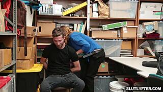 female lp officer pussy feeds the male suspect at work