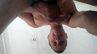 naughty guy feels so aroused masturbating in the hot bathroom