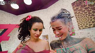 Anal slut spreads gaping asshole with extreme dildos and fisting action