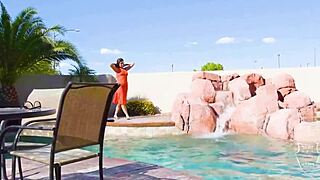 Helena Price's Anal Pool Banging Ends with Cum on Tits