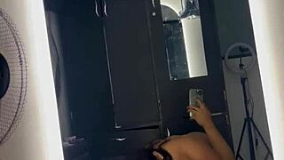 i saw my neighbor watching the video and she wanted to fuck in front of the mirror