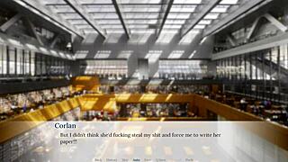 Emma the bookworm gets a creampie in the library