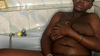 Bathroom Solo Sex with Huge Dildo