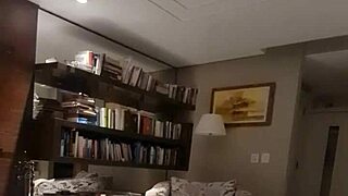 Aline, the beautiful blonde milf, gives a passionate handjob to Flavio, making him orgasm with a cumshot before bedtime