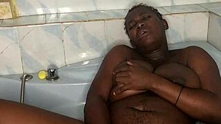 Bathroom Solo Sex with Huge Dildo