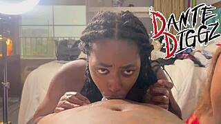 2 ebony baddies have a dick sucking contest on each other boy friends