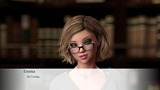 Emma the bookworm gets a creampie in the library