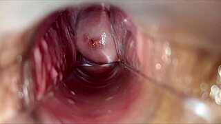 Pulsating orgasm inside vagina, she moans.