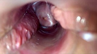 Pulsating orgasm inside vagina, she moans.