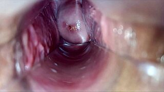 Pulsating orgasm inside vagina, she moans.