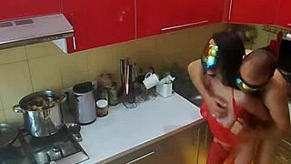 hidden cam captures rough kitchen scenes with mature milf