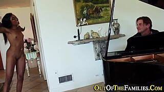 In this real video, the ebony girl eagerly takes cum in her mouth