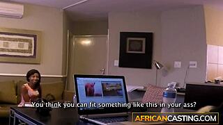 black amateur in pink socks getting deepthroat and anal on private casting