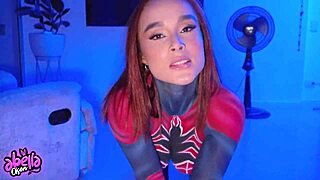 Hot Spiderwoman Fucks Her Fan And Rides Him Until He Cums
