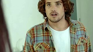 Long-legged teen in high heels boots gets tiny tight pussy