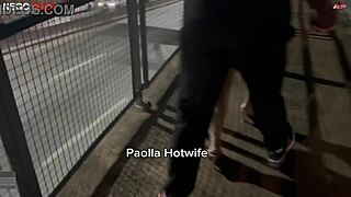 Paolla Hotwife Flashes BBC in Public Humiliation Outdoors