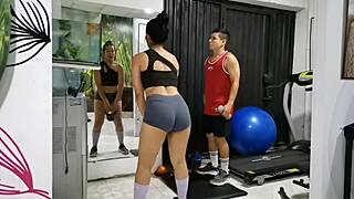 Hey, my trainer muffles my moans in the gym during rough anal pounding 😏💦