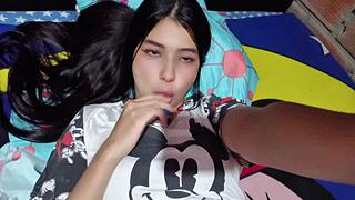 College Girl Masturbates with Dildo