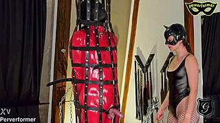 European femdom in hotel gutshof punishes slave with bondage, domination, and monster cock