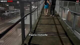 Paolla Hotwife Flashes BBC in Public Humiliation Outdoors