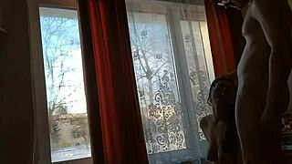 Helga Bosk engages in risky sex by the window as people walk by.