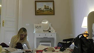 hot tight shaved pussy big tits girl comes for casting turns into a porn shooting for pantyhose academy