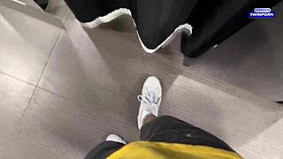 risky sex hard facefuck 24yo beauty in mass market fitting room - eye rolling oral creampie