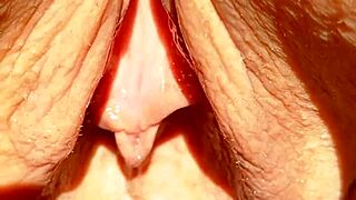 maturemons sexy mature shows humongous soaking wet meaty cunt flaps in slow motion