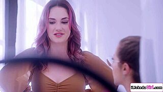 Busty Brunette Licks Petite Pussy!