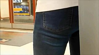 Hidden cam captures tight jeans on amateur