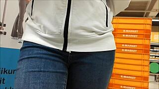 Hidden cam captures tight jeans on amateur