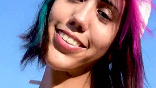 hairy bush teases in micro bikini public twerk