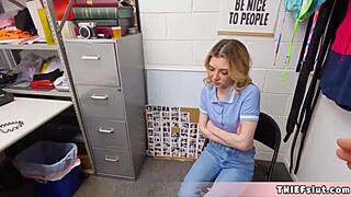 pretty freckles on this shoplifter blonde shes got her pussy destroyed by the angry mall cop