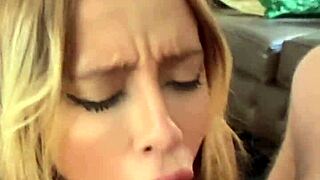 Big booty Latina blonde intensely deepthroats and rims before amateur cowgirl POV riding