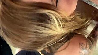 Big booty Latina blonde intensely deepthroats and rims before amateur cowgirl POV riding