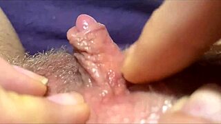Big clit throbs in intense orgasm closeup view